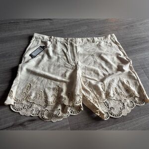 Vero Moda Beige Lace Hem Women Shorts